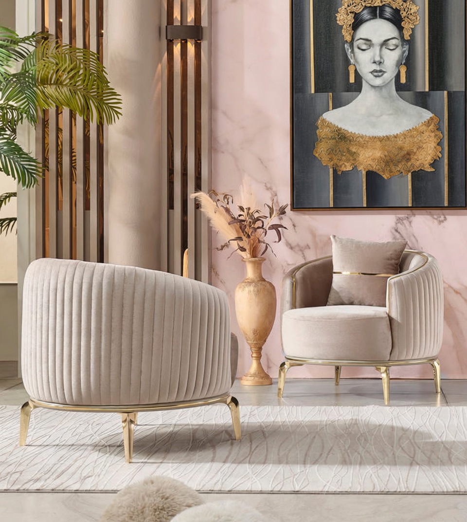 Cream armchairs